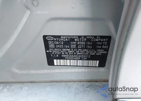 2012 Hyundai Sonata Hybrid from USA, damaged, VIN KMHEC4A44CA059312